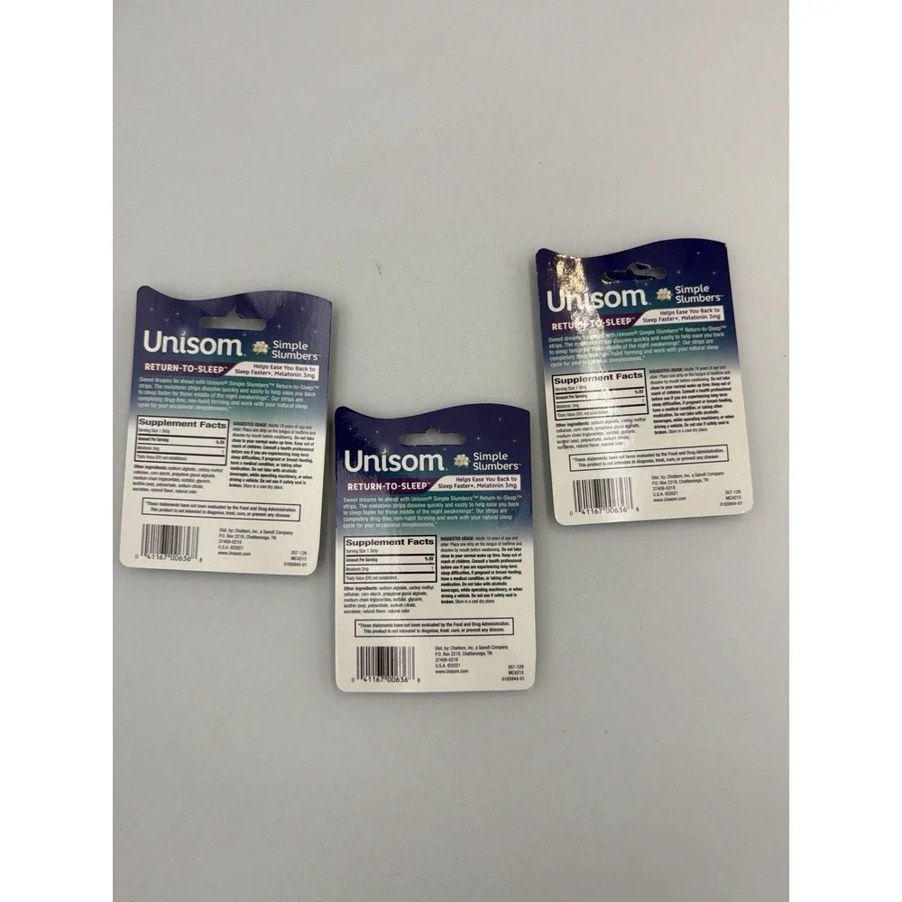 Unisom Simple Slumbers Return-To-Sleep Melatonin Strips Lot Of 3 Sealed Exp 0224